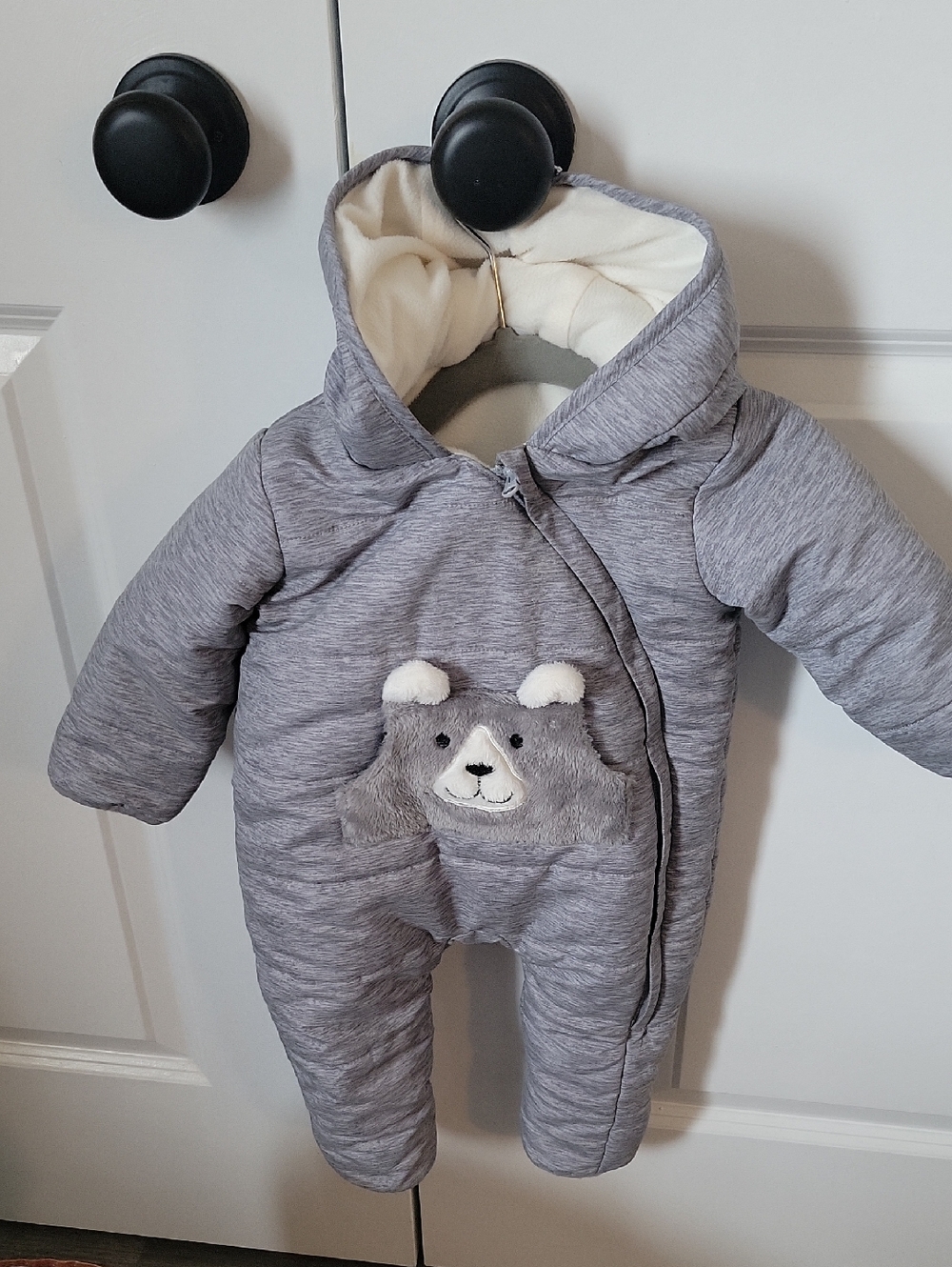 wonder nation Gray Hooded Bear One-Piece Footie